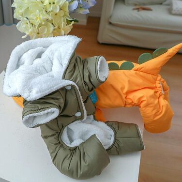 Костюм для собак у вигляді динозавра: теплий зимовий комбінезон з капюшоном, куртка-пуховик, костюм для собак, зелений, XL