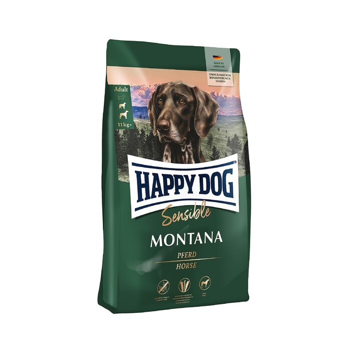 Сухий корм для собак Happy Dog Sensible Montana зі смаком конячини, беззерновий та гіпоалергенний (монопротеїн), з Omega-3 та Omega-6, 10 кг