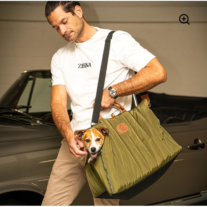 Чорничний собачий рюкзак Flying Dog Sunny 3-в-1: переноска, автокрісло та лежак для собак до 10 кг, оливковий колір