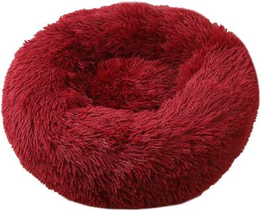 Кругла лежанка для собак Chickwin з м'якого плюшу, ковдру для собак, лежанка для котів Donut, 40 см, червоне вино