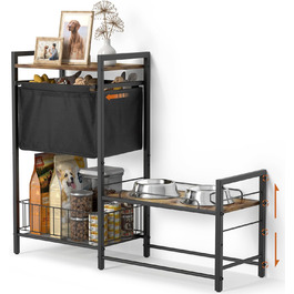 Підвищений миска для собак Bikoney з місцем для зберігання – годівниця та поїлка з кошиком для іграшок, шафка-годонавча для маленьких, середніх та великих собак, органайзер для аксесуарів для тварин