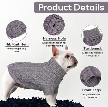 Теплий пуловер для кота/собаки Hjumarayan, сірий, розмір S (37x28 см)