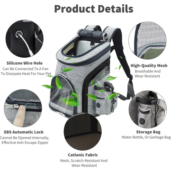 PETCUTE Рюкзак для собак, чорний: зручний та дихаючий, з внутрішнім ременем безпеки та кишенями для аксесуарів. Ідеально для прогулянок, подорожей та активного відпочинку з вашим улюбленцем.