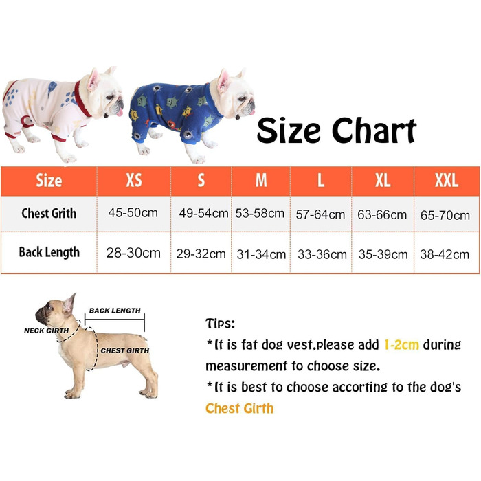 Піжама для собак BT Bear Fette Hundekleidung, тепла та м'яка, для осені та зими, цілісний костюм, підходить для котів, цуценят, маленьких та середніх собак (XXL: довжина спини 38–42 см)