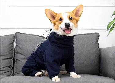 Теплий зимовий костюм для собак: флісова куртка-комбінезон для маленьких та середніх собак, тепла флісова куртка з капюшоном, зелений (синій, M)