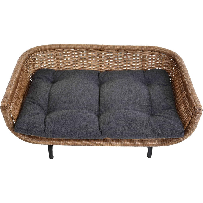 Корзина для собак та котів Retro Design, XL, з подушкою, ротанг, світло-коричневий