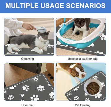 Килимок під годівницю для собак, 30x50 см, кремнезем, поглинаючий, неслизький, сірий