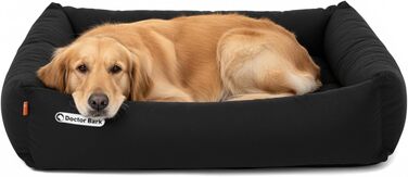 Ортопедичне ліжко для собак Doctor Bark - миється до 95°C, гігієнічне, без запаху, з м'якою підстилкою, для середніх собак (XL, 100x90 см, чорне)