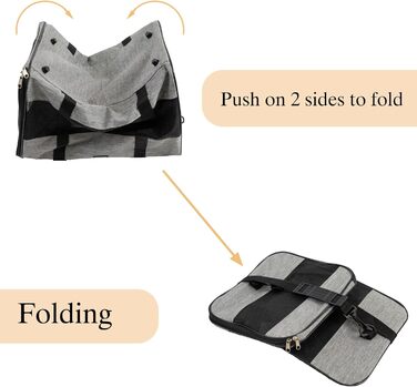 Транспортна сумка для котів та собак, дихаюча та складана, з регульованим плечовим ременем, знімний плюшевий матрац (Сірий, L)