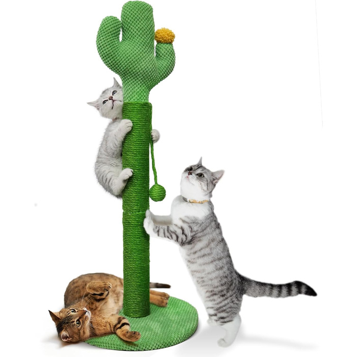 Когтеточка для котів Mora Pets Кактус 83 см, натуральний сизаль, стійка зелена стовпчик-дерево для дряпання