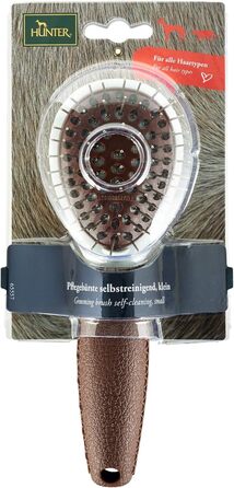HUNTER SPA щітка для грумінгу самоочисна, для собак, 22,5 x 8,0 см, L, сіра / коричнева (19 см)