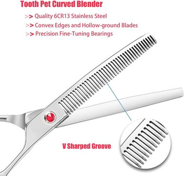 Професійна вигнута ножиця для грумінгу собак 7.2 дюйми, з нержавіючої сталі 440C, симетрична ручка