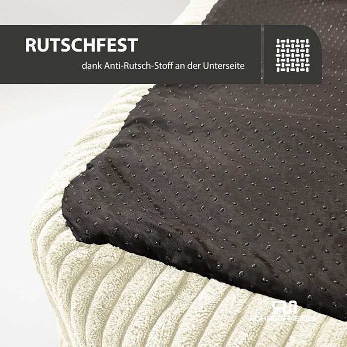 Ліжко для собак Рохрснайдер | для маленьких собак | з подушкою з корду | знімний чохол | з мискою для корму (55 x 42 см, ванільний)