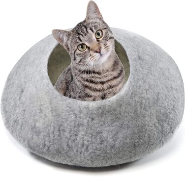 Котяча лежанка-кущолка з фетру aumondo, ручна робота, будиночок для котів із 100% натуральної вовни, сіра