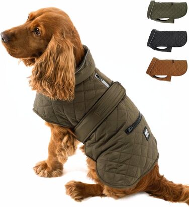 Зимовий теплий одяг для собак | Куртка для собак з захистом живота та клямками | Оливковий колір, розмір S