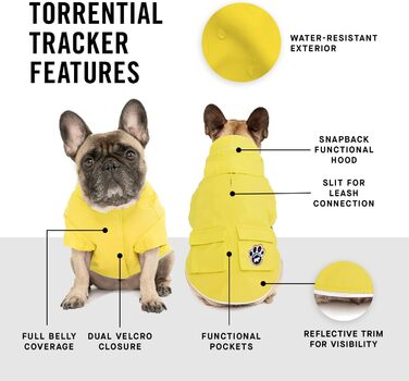 Водонепроникна куртка для собак Canada Pooch Torrential Tracker, жовта, розмір 24, всепогодний утеплювач