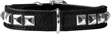 Нашийник для собак HUNTER ROCKY PETIT, чорний, з м'якої шкіри Наппа, з заклепками, розмір XS (30 см)
