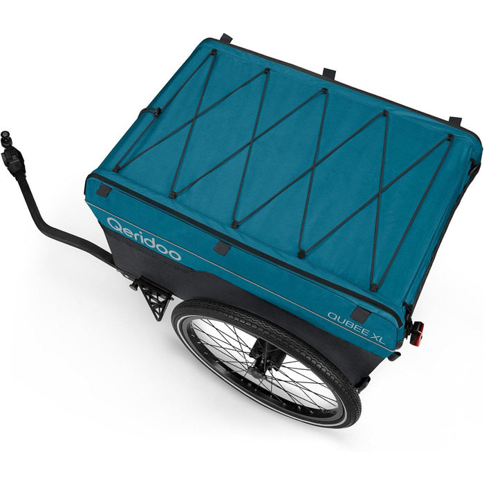 Qeridoo Qubee XL Petrol: Складаний вантажний причіп з об'ємом 220л та швидкою з'єднювальною рамою | Причіп для велосипеда & візок-валіза з повітряними шинами | Аксесуари для велосипеда | Велосипедний причіп