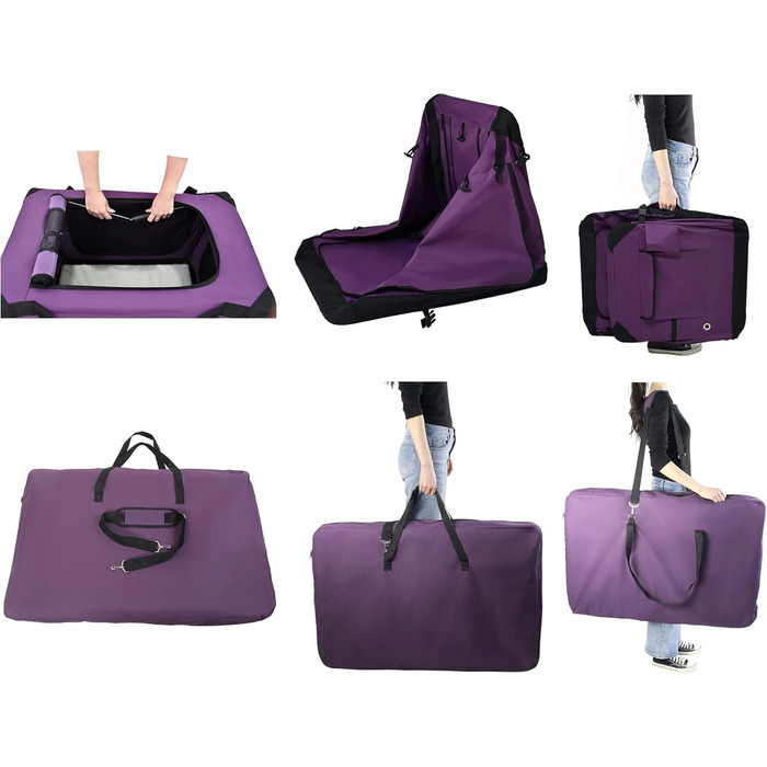 EliteField Транспортна переноска для собак, сумка-переноска, переноска з 4 дверима, складна, м'яка, з фіранками, сумка-переноска та лежанка з флісу, для дому та вулиці, 76,2 x 53,3 x 61 см, фіолетовий + 4 фіранки 30.0' x 21.0' x 24.0'