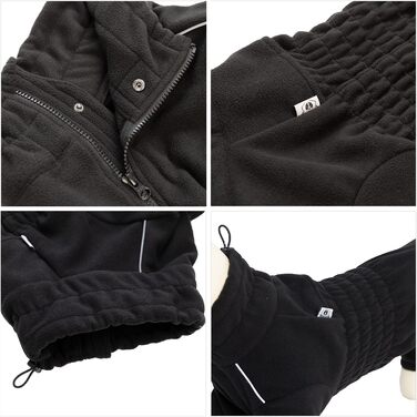 Чорна зимова куртка для собак, XL, фліс, блискавка, для великих, середніх та малих порід
