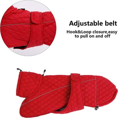 Зимовий теплий куртка для собак Babypet, водонепроникний, з блискавкою, світловідбиваючий, регульований, для великих і середніх собак (Lurcher, Saluki), розмір S (довжина спини 56-58 см), колір: темно-синій