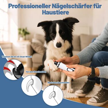 Шліфувальник кігтів для собак - тримери кігтів для собак з 3 насадками, тихий та потужний шліфувальник з LED-підсвічуванням та 3 швидкостями, підходить для собак, котів та інших тварин