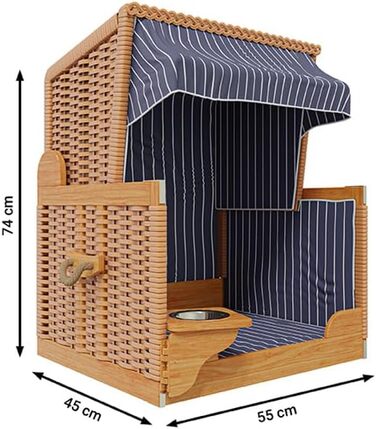 Клітка-лежанка для собак Outgarden з дерева, з тінню та мисками | Лежанка для собак маленьких порід | Чорний з блакитно-білим | Темно-синій матеріал