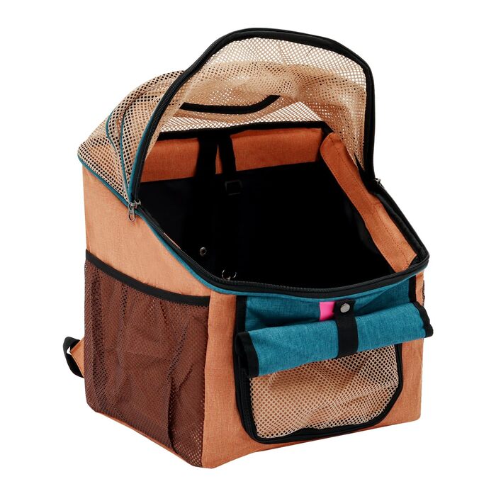 Велосумка для тварин, 32*29*39 см, 2 в 1, складний велосипедний кошик з сіткою, переноска для котів та собак до 7.5 кг (Оранжевий, Синій)