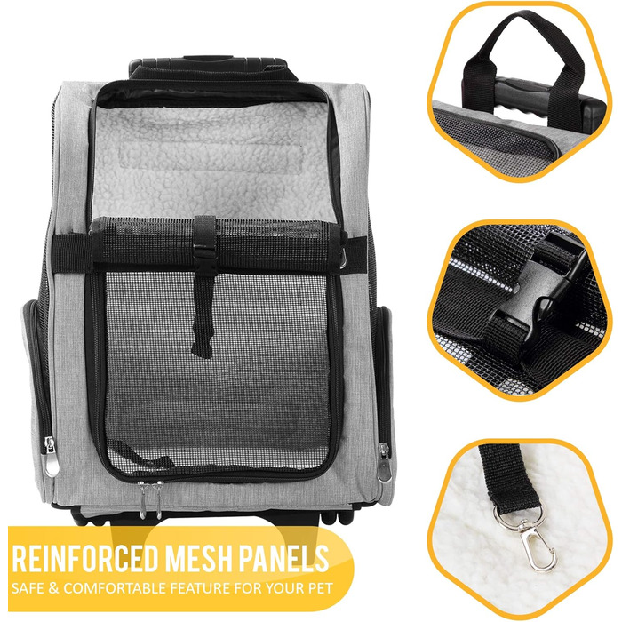 Kopeks Deluxe Рюкзак-переноска для тварин, великий, сірий (L 33 x B 30 x H 51 см)