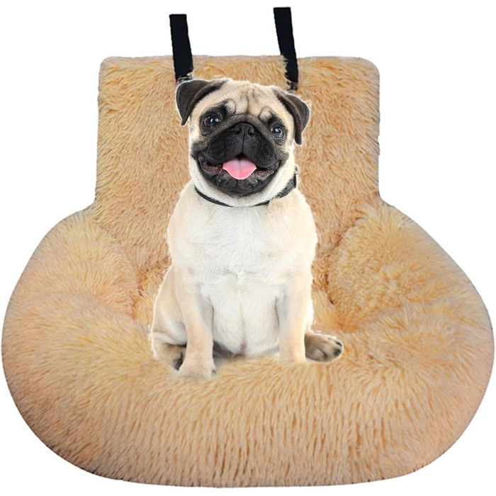 Автокрісло для собак, переноска для собак на заднє сидіння - знімне ліжко для собак з м'якого пуху. Автокрісло для собак Püsch, миється, з ременями безпеки, підходить для авто/мінівенів/SUV/пікапів (Абрикосовий, M)