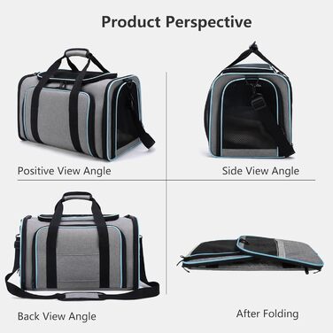 Транспортна сумка для котів та собак PETCUTE, складана переноска для тварин з підкладкою, шлейкою, дихаюча сумка для автопоїздок, чорно-помаранчевий колір