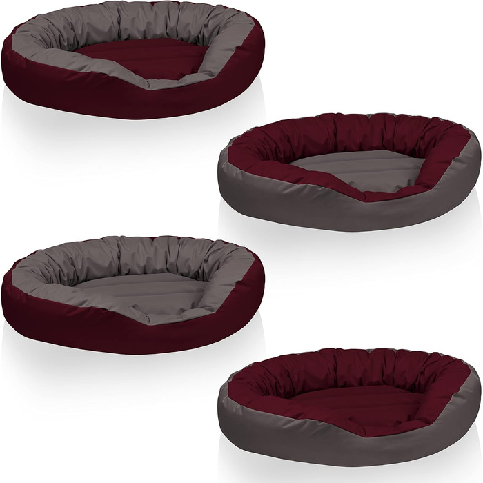 BedDog® Hundebett Sunny: велике лежак для собак з Cordura, миючий лежак з бортиком, овально-кругле собаче ліжко, для дому та вулиці, XXXL, RED-Wine (бордовий), розмір 85x50x23 см