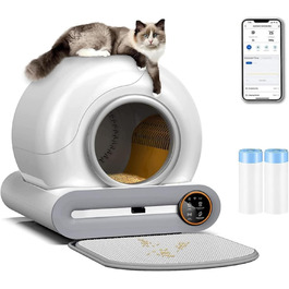 Автоматичний лоток для котів OGNGINT з самоочищенням, захистом від запаху та керуванням через додаток, XXL, для кількох котів