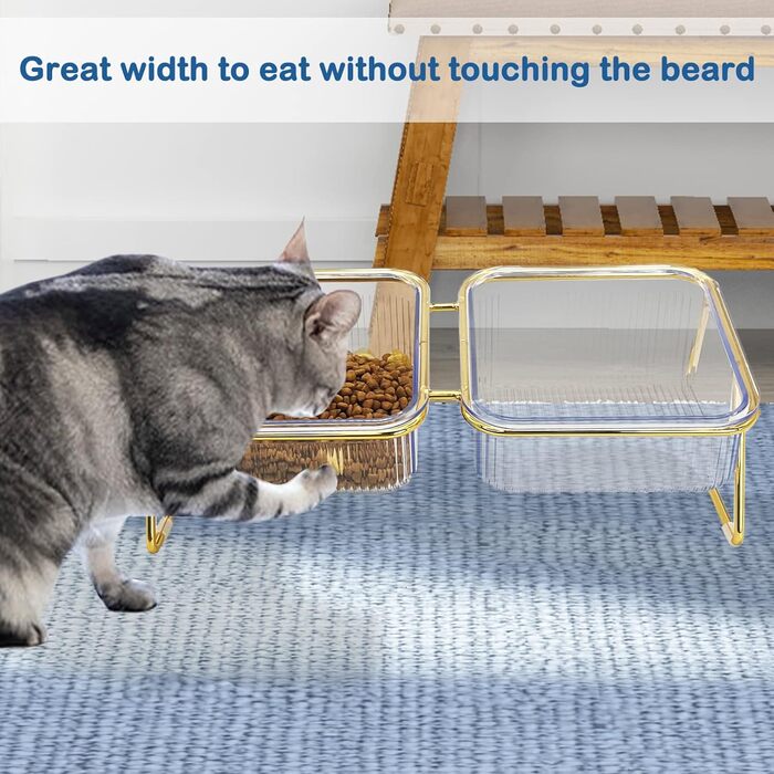 Підвищені миски для котів, набір годівниць для котів з підставкою з заліза, нахил 15°, преміум-якість