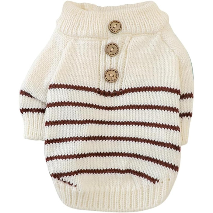 Теплий трикотажний пуловер для собак з ролетним коміром (XS, коричневі смужки) | Galatée
