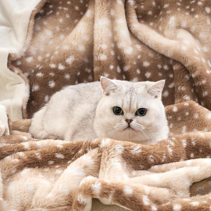 Водонепроникний коврик для тварин, штучне хутро, 75x100 см, коричневий, з принтом оленя