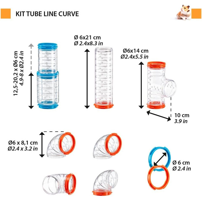 Ferplast Набір тунелів для хом'яків Röhren Hamster-Set (9 частин) з вентиляцією та з'єднувачами