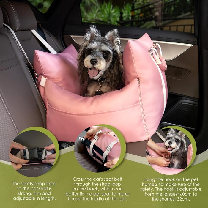 Автокрісло для тварин Booster: безпечне та зручне автоліжко для собак та котів середніх розмірів (2 шт., Fichte, Medium)