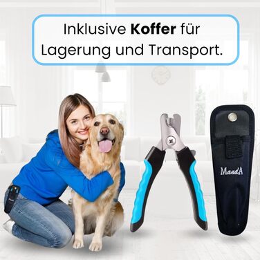 Тример для обрізання кігтів собак, котів та інших домашніх тварин | З пилочкою, лезами з нержавіючої сталі, захистом та чохлом – великий | Для догляду за лапами та кігтями