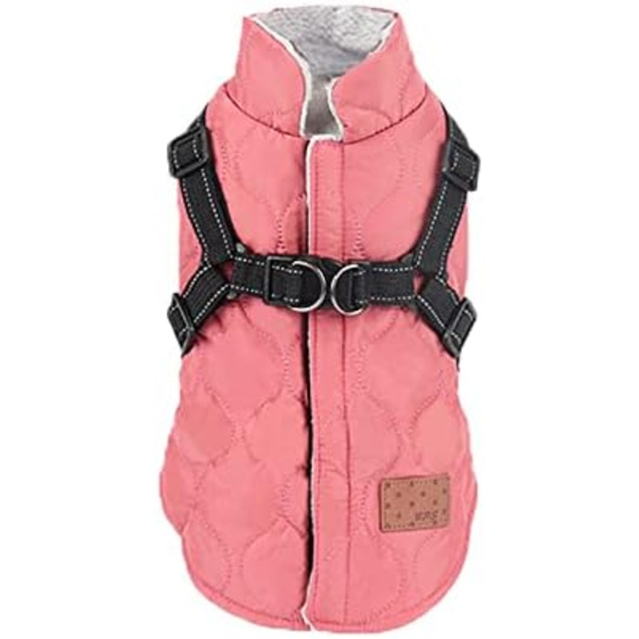 Теплий зимовий одяг для собак: куртка, жилетка, пуловер. Відбиваючий елемент, бавовна, без рукавів. Розмір S, колір рожевий