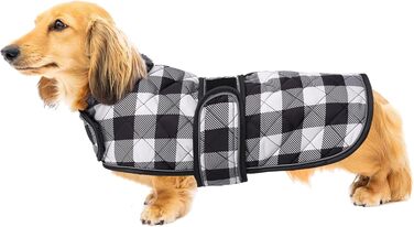 Водонепроникний теплий дощовик для такси для дрібних собак, тепла підкладка з флісу, регульований, чорно-білий, M (довжина спини 42-45 см)