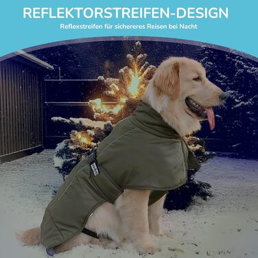 Зимовий теплий одяг для собак ALLSOPETS з відбиваючими елементами, розмір 3XL, армійний зелений