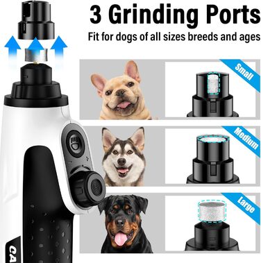 Шліфувальник кігтів для собак Casfuy Smarter Krallenschleifer - 6 режимів, 2 LED-лампи, тихий, акумуляторний, для собак та котів великих, середніх та маленьких порід