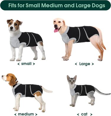 Захисний одяг Kuoser M для собак після операції (для сук та кобелів) – дихаючий захисний костюм, альтернатива електронному нашийнику. Розміри: спина 34-41 см, груди 49-59 см, чорний