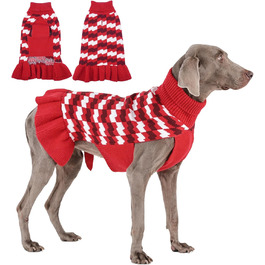 Пуловер для собак OUOBOB – зручний теплий пуловер з коміром-стійкою для дівчаток, великих порід, для холодних днів та свят (Новий Рік, День подяки), червоний, розмір XXXXX-Large, однотонний (Getaway Solids)