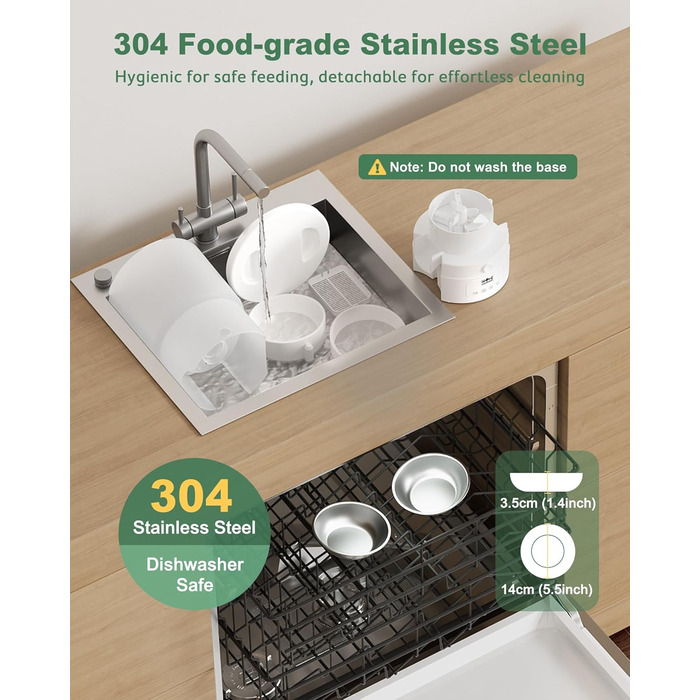 Автоматичний годівниця для котів та собак Gimars 5L з LCD-дисплеєм, 2 миски, програмування, 1-6 прийомів їжі, голосовий запис, білий колір