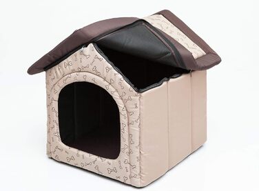 Будиночок-ліжко для собак і котів PillowPrim, середній M, 44x38 см, бежевий з кісточкою