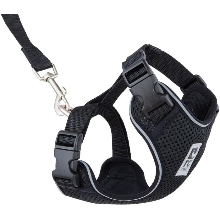 Шлея для котів RC Pets Adventure Kitty, регульована, дихаюча сітка Airmesh, повідець 1,8 м, D-кільце, чорна, розмір M