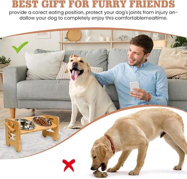 Підвищена годівниця для собак з підставкою, регульована висота, 2 миски з нержавіючої сталі, протиковзна, для маленьких собак та котів