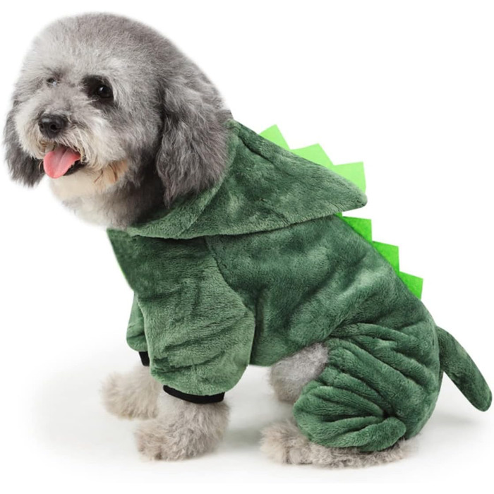 Костюм для собак FRCOLOR (зелений, L) - 3 шт. Динозавр, теплий матеріал, для свят та фотосесій